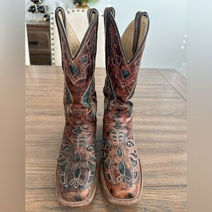 Corral Brown and Teal Heeled Boots Size 7 M